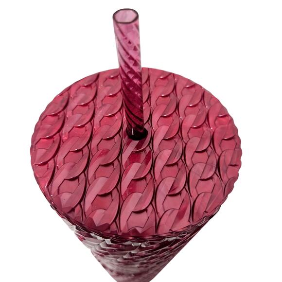 Starbucks 2024 Chained Link Raspberry Burgundy Red Venti 24 OZ Tumbler NWT - Picture 6 of 6